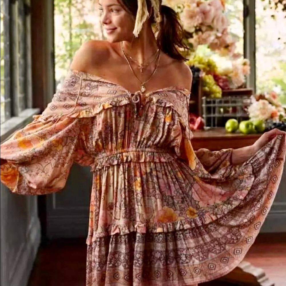 Floral Boho Mini Dress NWT - Picture 8 of 12